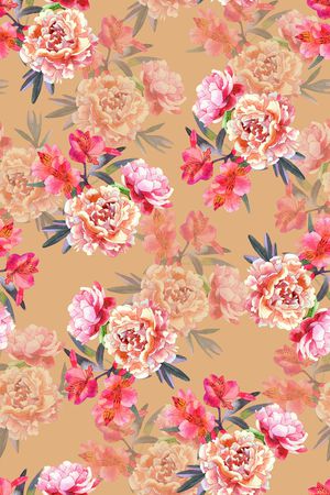 水彩花卉印花华亿平台图片