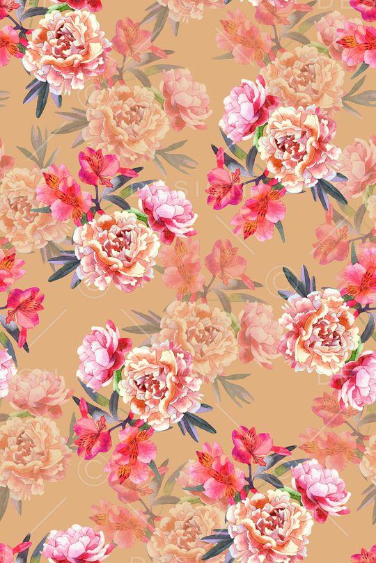 水彩花卉印花华亿平台图片