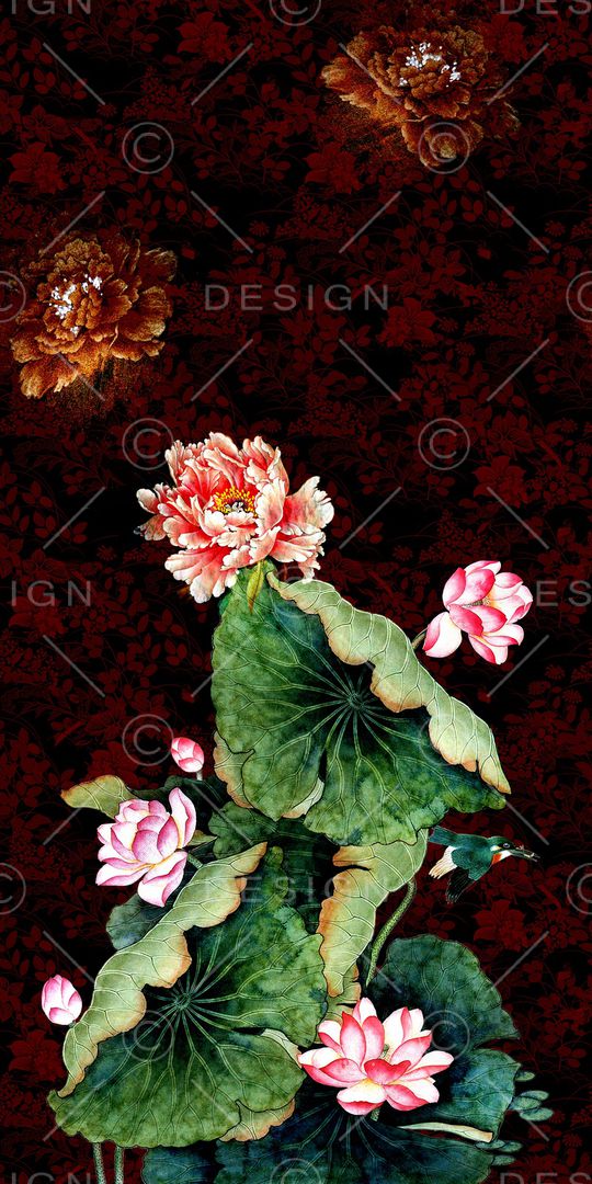 中国风定位花印花华亿平台图片