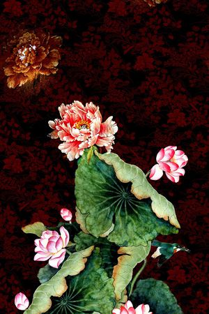 中国风定位花印花华亿平台图片