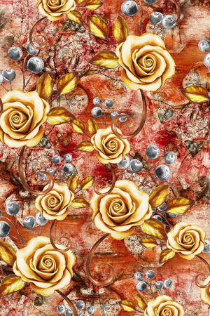 水彩花卉印花华亿平台图片