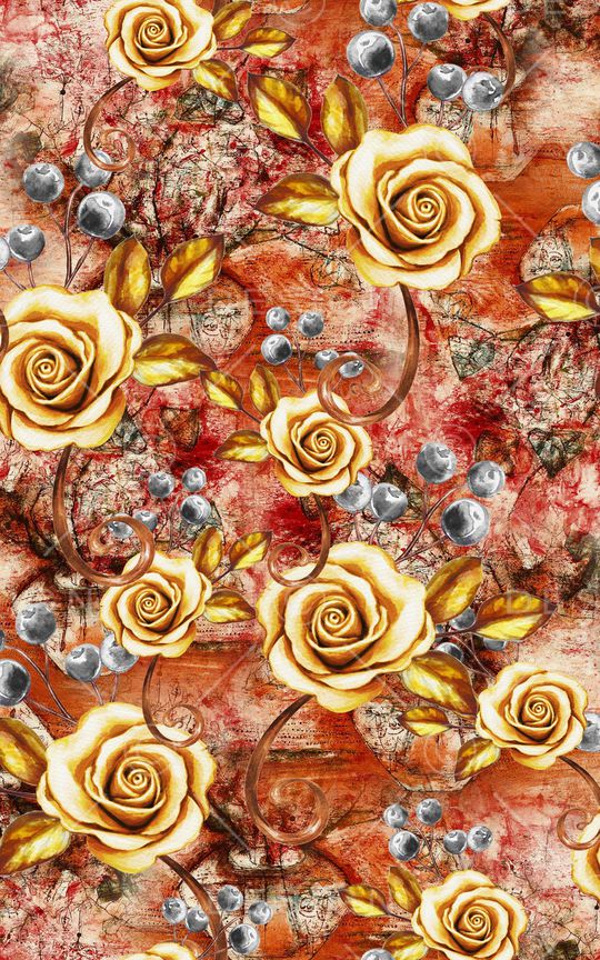 水彩花卉印花华亿平台图片