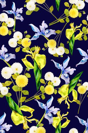 水彩花卉印花华亿平台图片