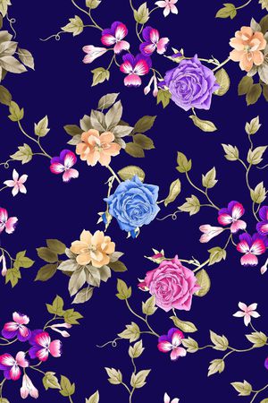 手绘花卉印花华亿平台图片