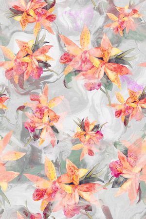 水彩花卉印花华亿平台图片