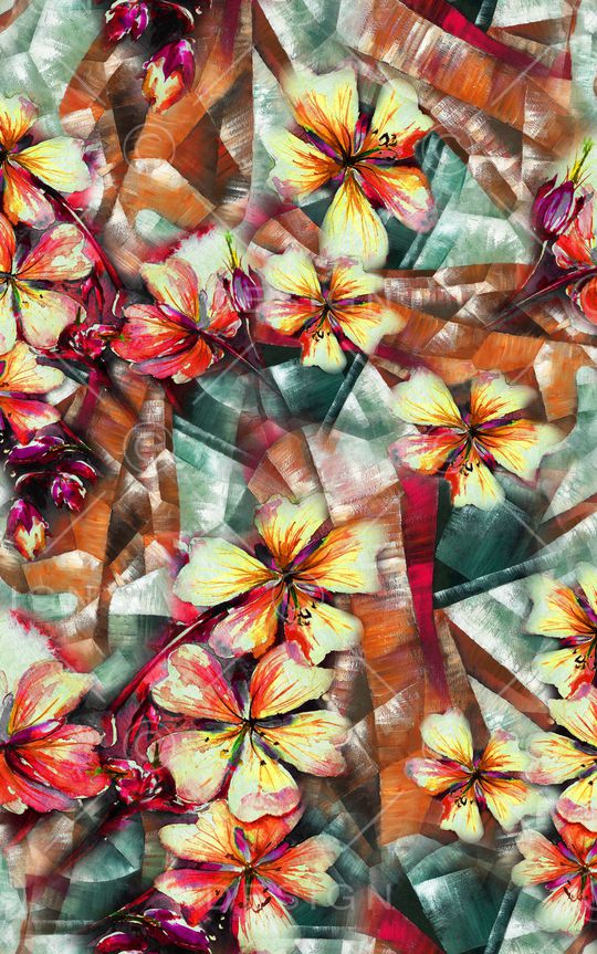 水彩花卉印花华亿平台图片