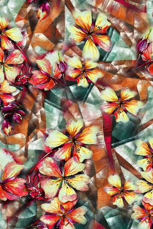 水彩花卉印花华亿平台图片