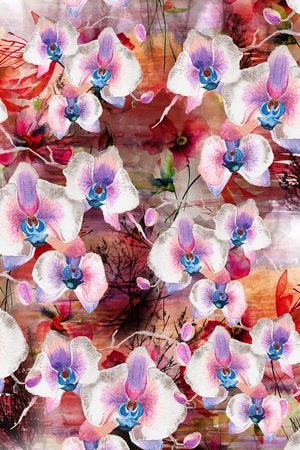 水彩花卉印花华亿平台图片