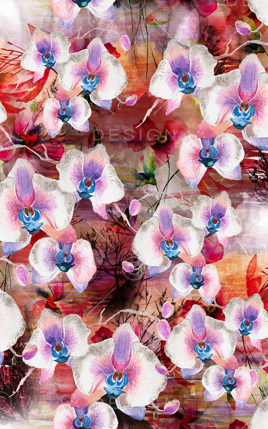 水彩花卉印花华亿平台图片