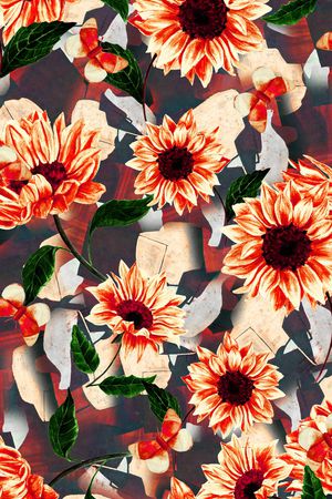 水彩花卉印花华亿平台图片