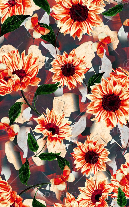 水彩花卉印花华亿平台图片