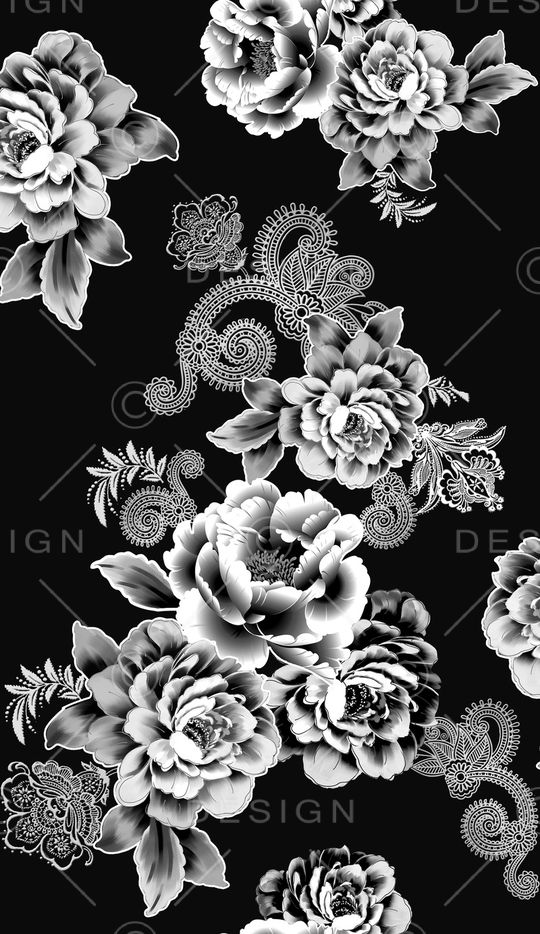 手绘花卉印花华亿平台图片