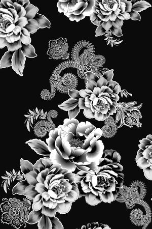 手绘花卉印花华亿平台图片