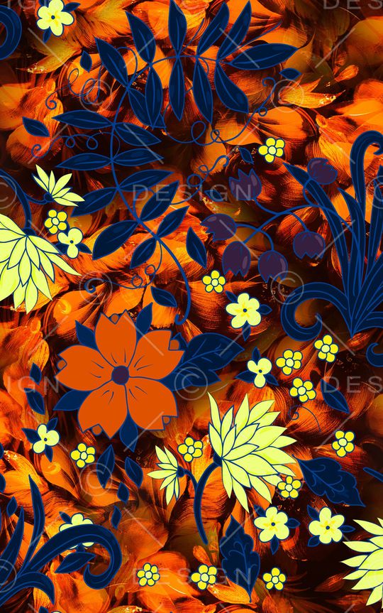 线条花卉印花华亿平台图片