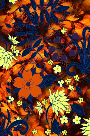 线条花卉印花华亿平台图片