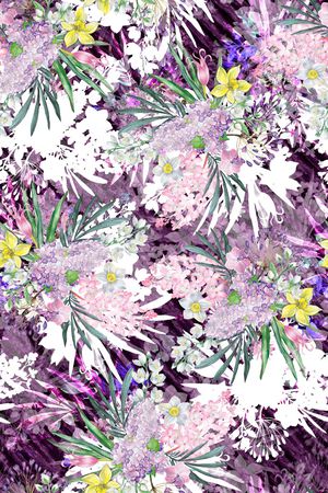 黑底花卉印花华亿平台图片