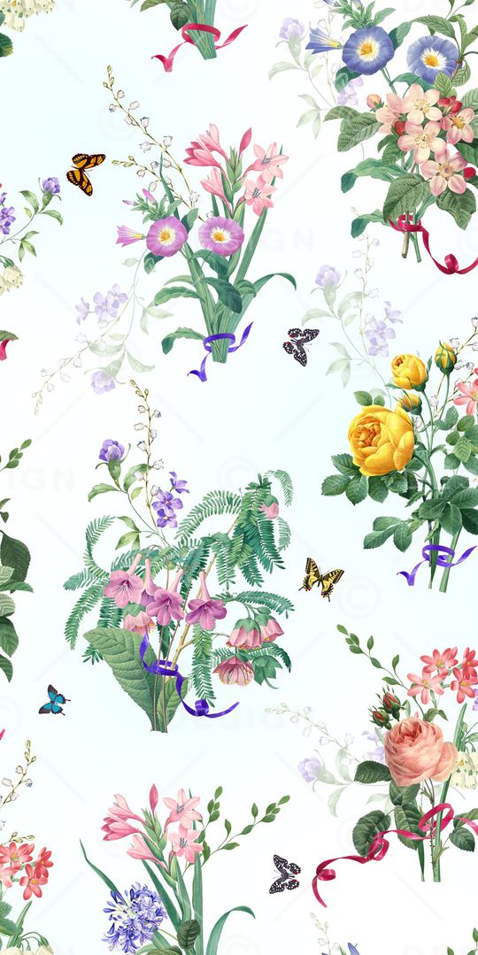 水彩花卉印花华亿平台图片