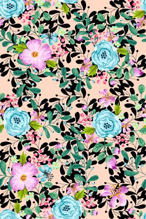 水彩花卉印花华亿平台图片