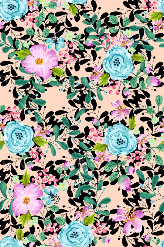 水彩花卉印花华亿平台图片