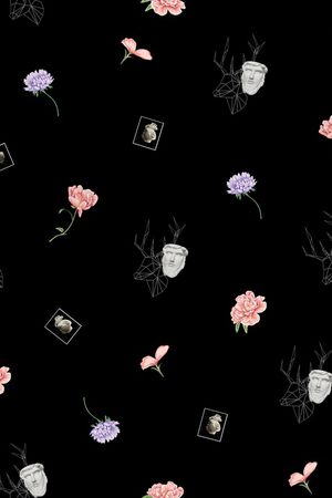 手绘花卉印花华亿平台图片