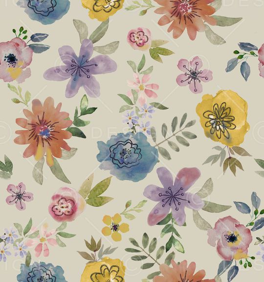 水彩花卉印花华亿平台图片