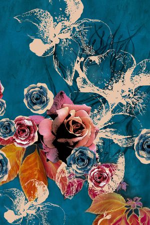 水彩花卉印花华亿平台图片