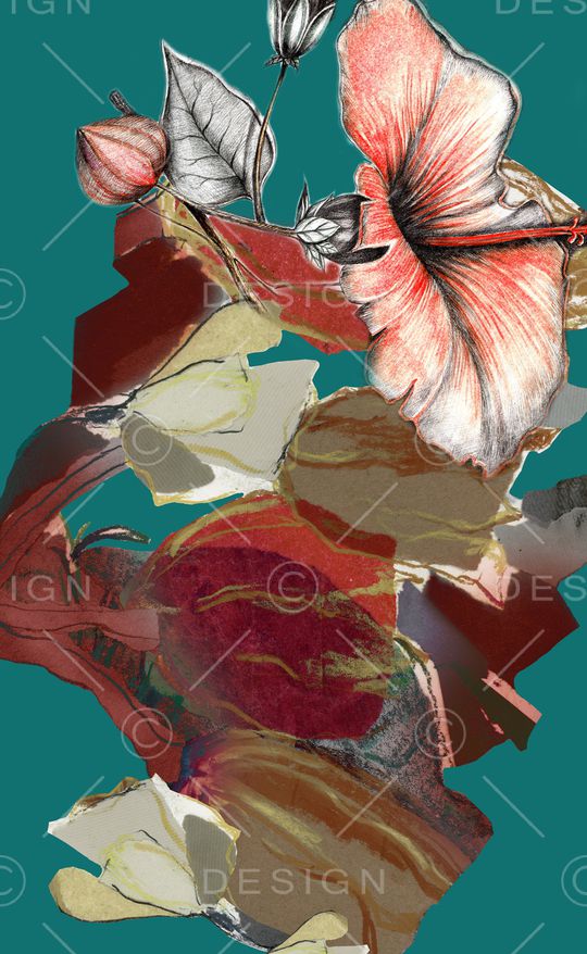 水彩花卉印花华亿平台图片