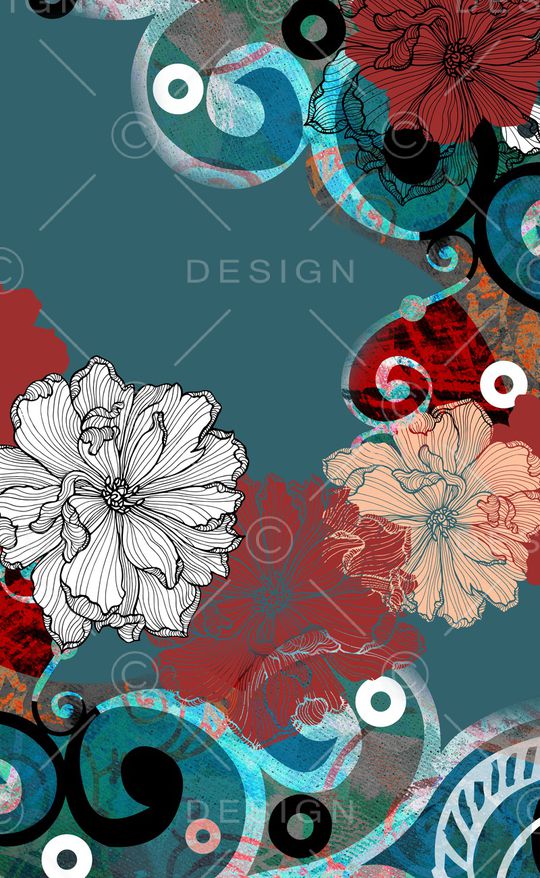 水彩花卉印花华亿平台图片