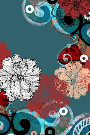 水彩花卉印花华亿平台图片