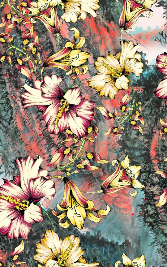 花卉印花华亿平台图片