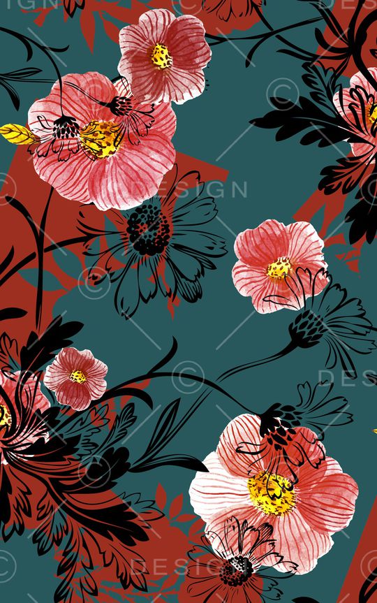 花卉印花华亿平台图片