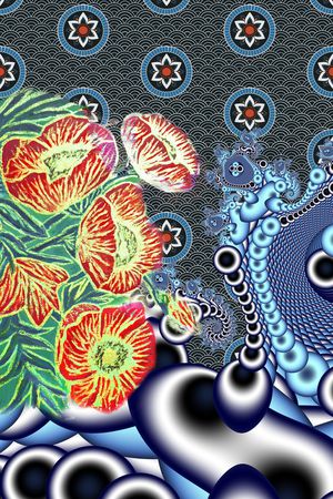 手绘花卉印花华亿平台图片