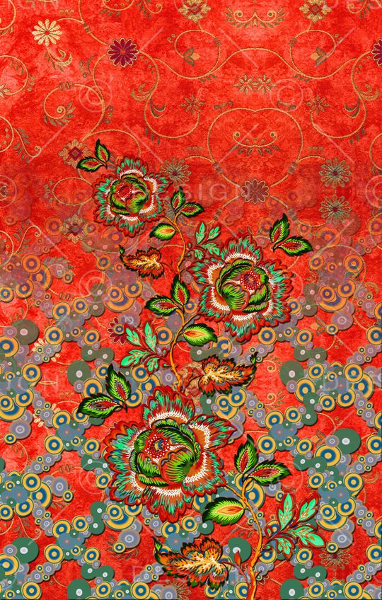 手绘花卉印花华亿平台图片