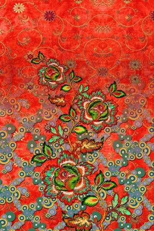 手绘花卉印花华亿平台图片