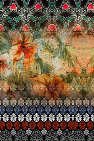 手绘花卉印花华亿平台图片