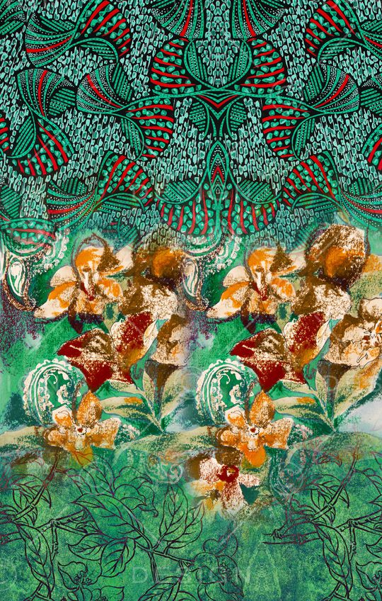 手绘花卉印花华亿平台图片