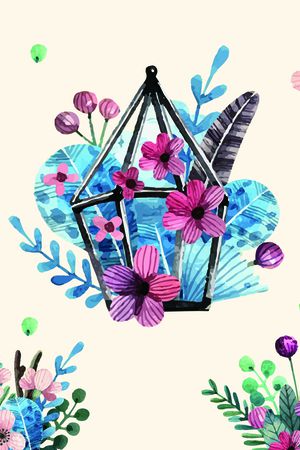 水彩花卉印花华亿平台图片