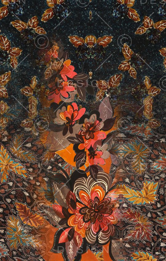 手绘花卉印花华亿平台图片