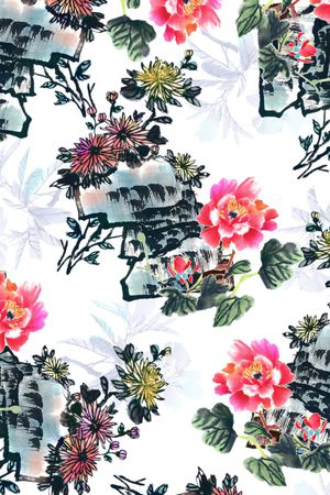 水彩花卉印花华亿平台图片