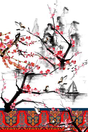 梅花印花华亿平台图片