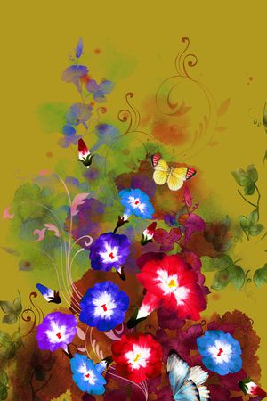 水彩花卉印花华亿平台图片