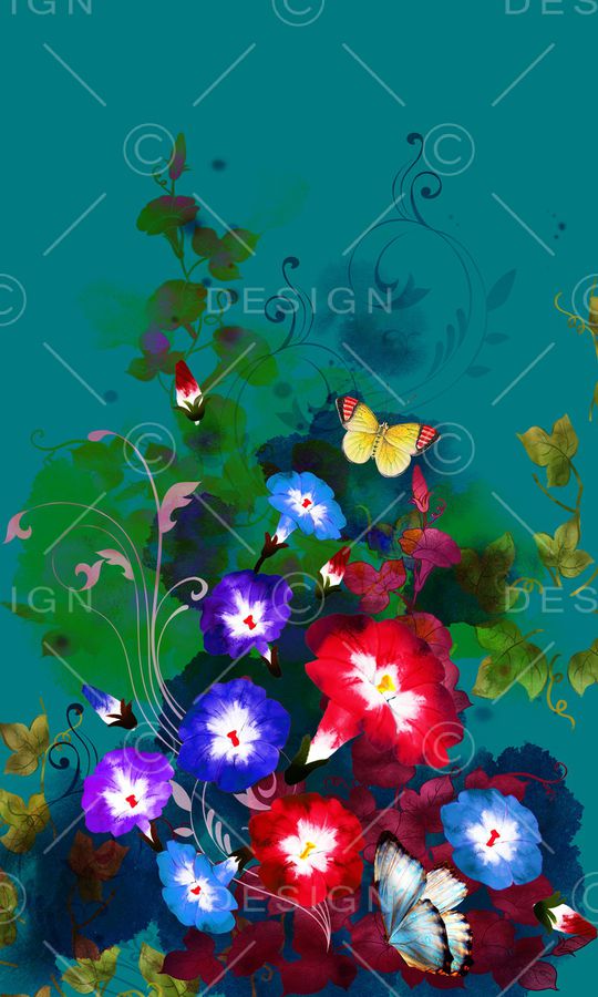 水彩花卉印花华亿平台图片