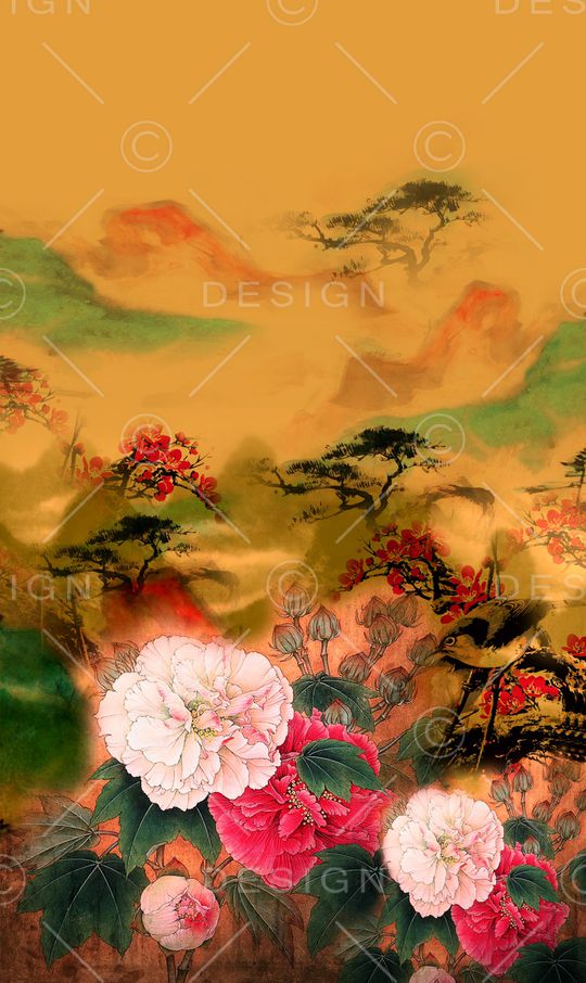 花鸟印花华亿平台图片