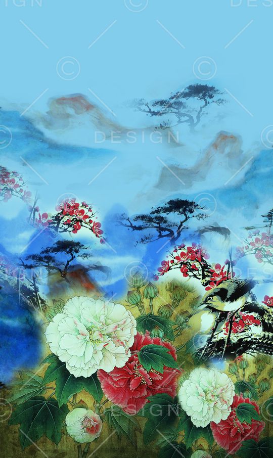 花鸟印花华亿平台图片