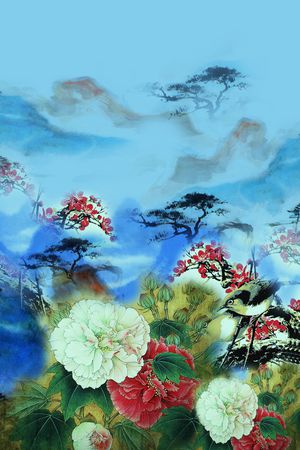 花鸟印花华亿平台图片