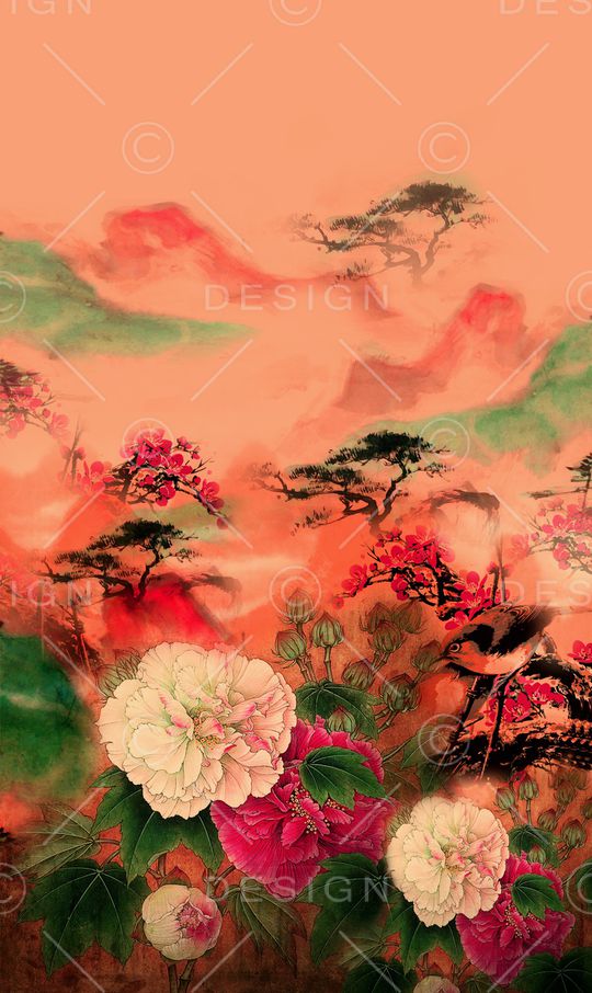 花鸟印花华亿平台图片