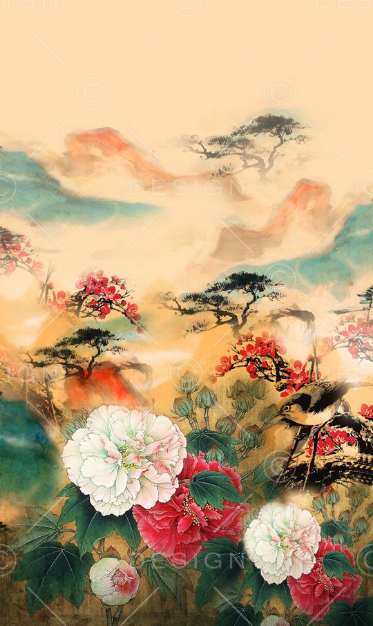 花鸟印花华亿平台图片