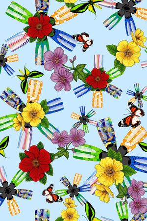 线条花卉印花华亿平台图片