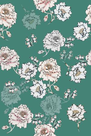 水彩花卉印花华亿平台图片