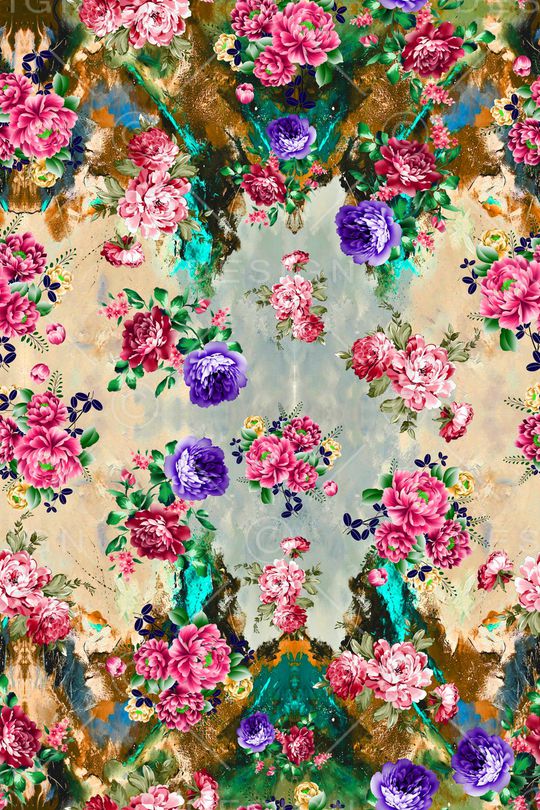 水彩花卉印花华亿平台图片